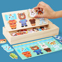 QWZ Little Bear Wooden Jigsaw Puzzle Dress Up Game Toy