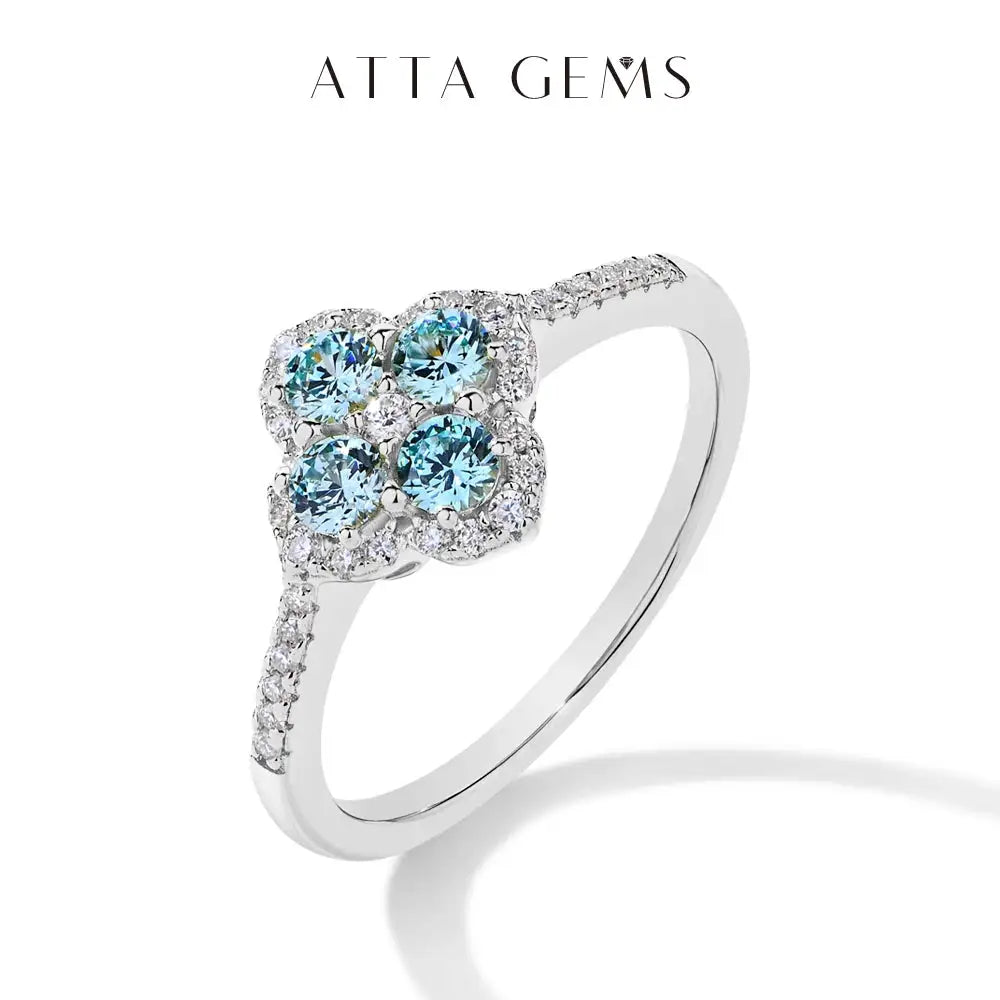 Moissanite Ring in Sterling Silver ATTAGEMS — product view 1