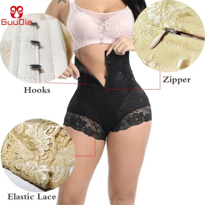 Luxe Lace Body Shaper With Zipper Double Control Shapewear