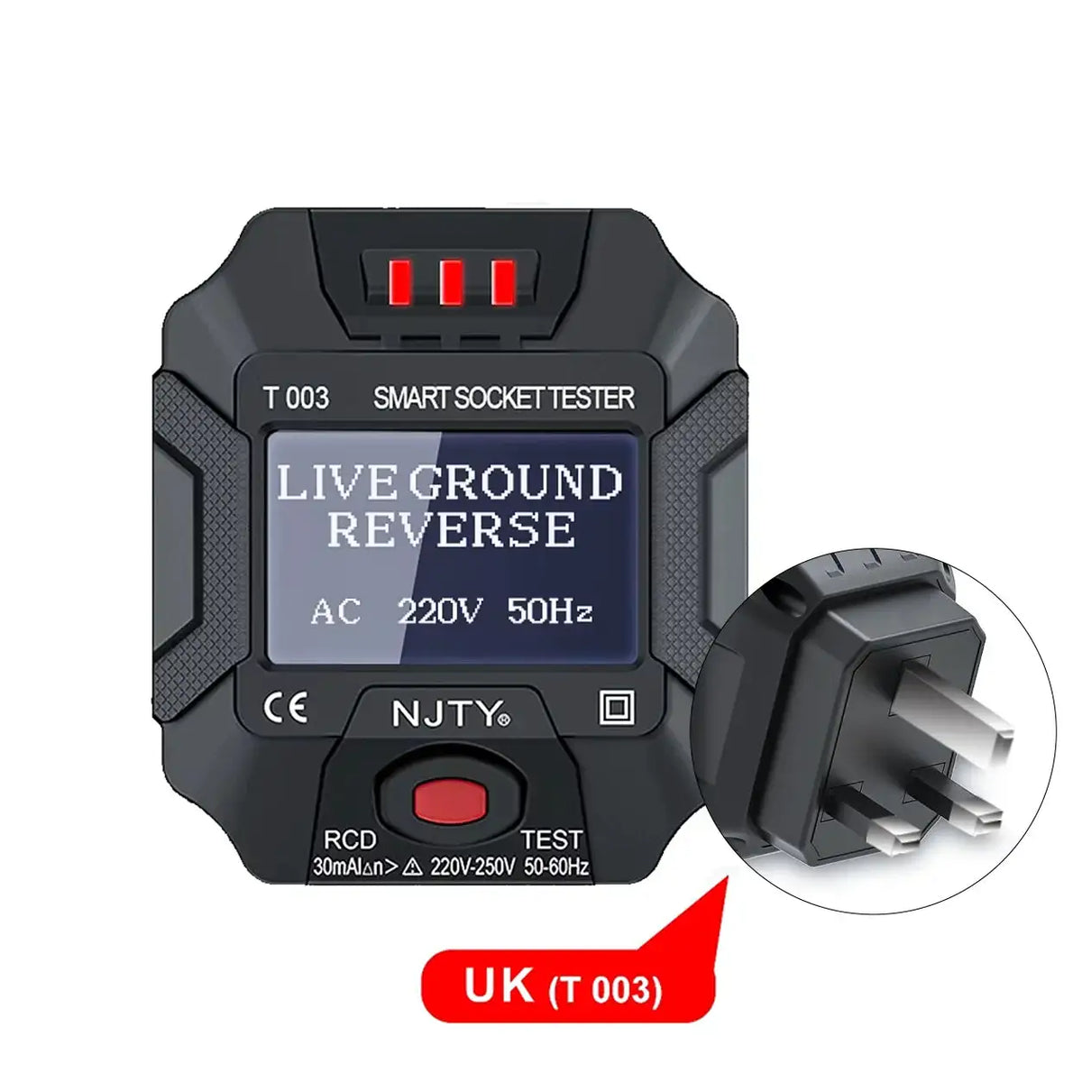 Outlets Testor LCD Digital Socket Tester UK Plug Voltage Wiring Fault Detector RCD Test Ground Neutral Polarity Check 90-250V