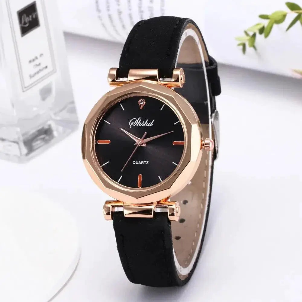 Gold Quartz Womens Wristwatch Elegant Style For Ladies