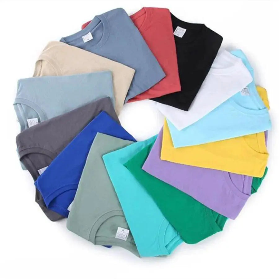 100% Cotton T-Shirt Men Women Solid Color O Neck Tops M-4XL - OurLum.com