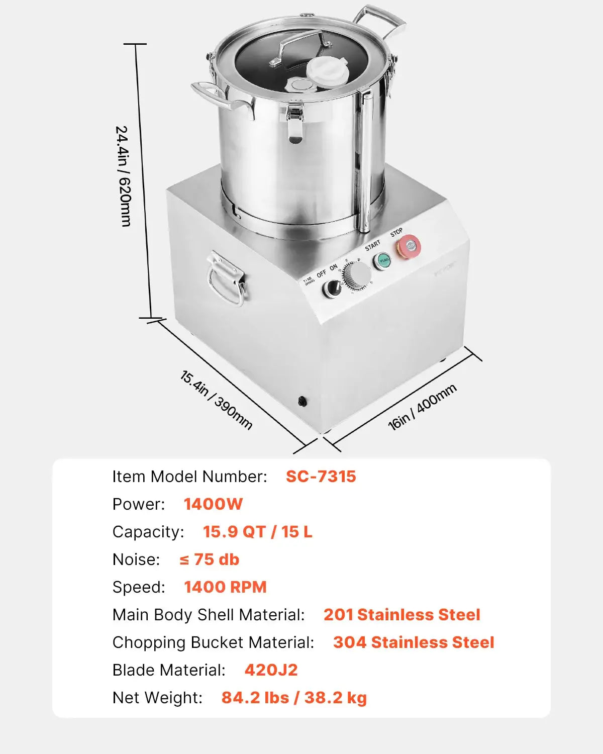 SucceBuy Food Processor & Vegetable Chopper Food-Grade Stainless — product view 7