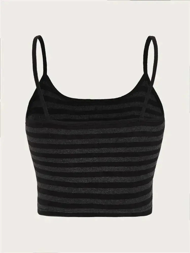 Striped Punk Cami Top Edgy Summer Style Button Up Look