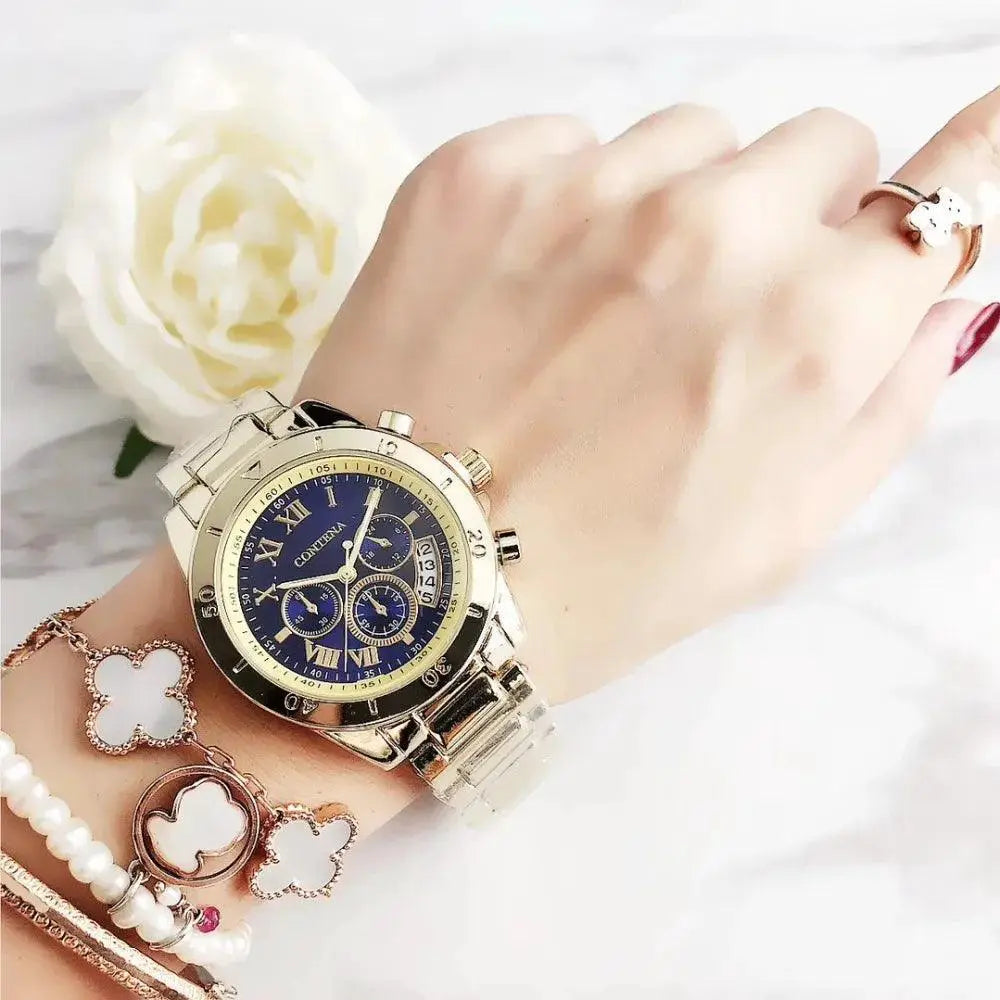 Luxurious Steel Bracelet Watch For Women Quartz Timepiece
