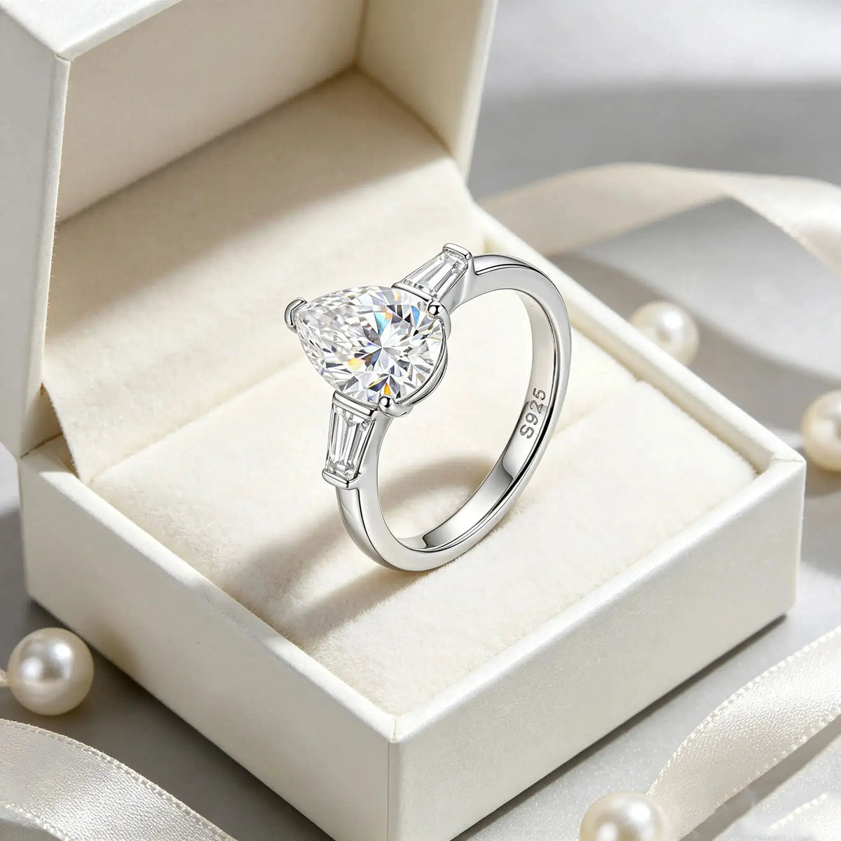 Sterling Silver Silver Moissanite Engagement Ring — product image 1
