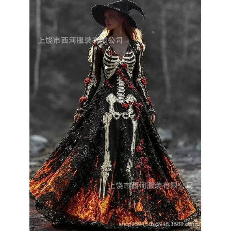 Dark Pleated Gothic Maxi Dress