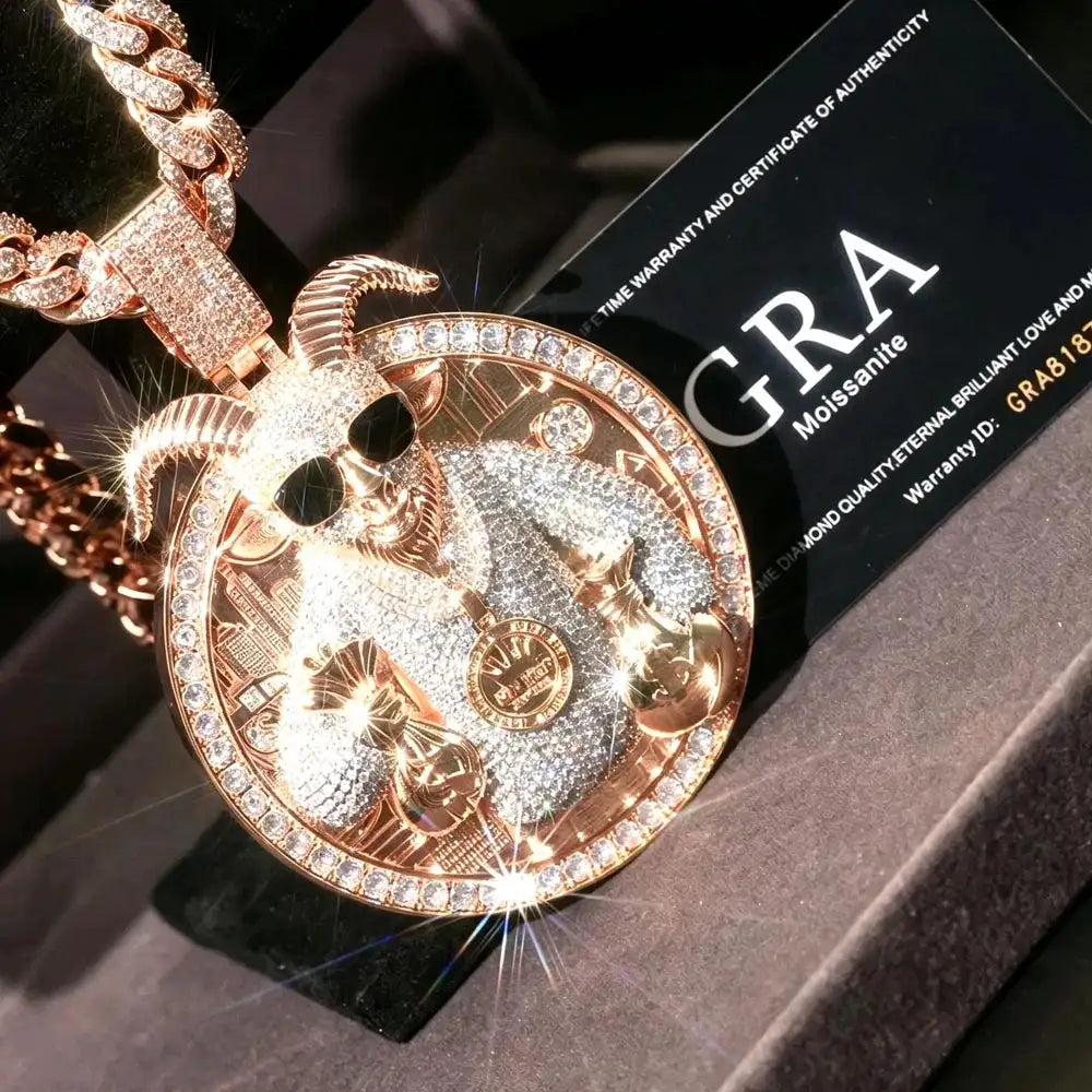 Iced Goat Head Gold Pendant Men — product image 7