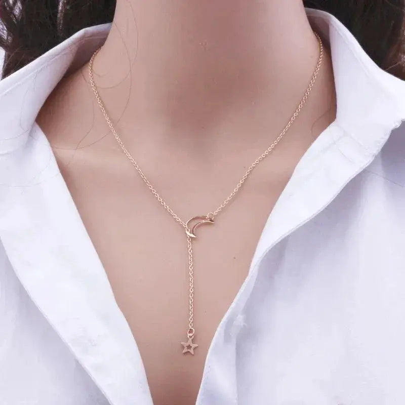 Moon Star Pendant Choker Necklace For Women Elegant