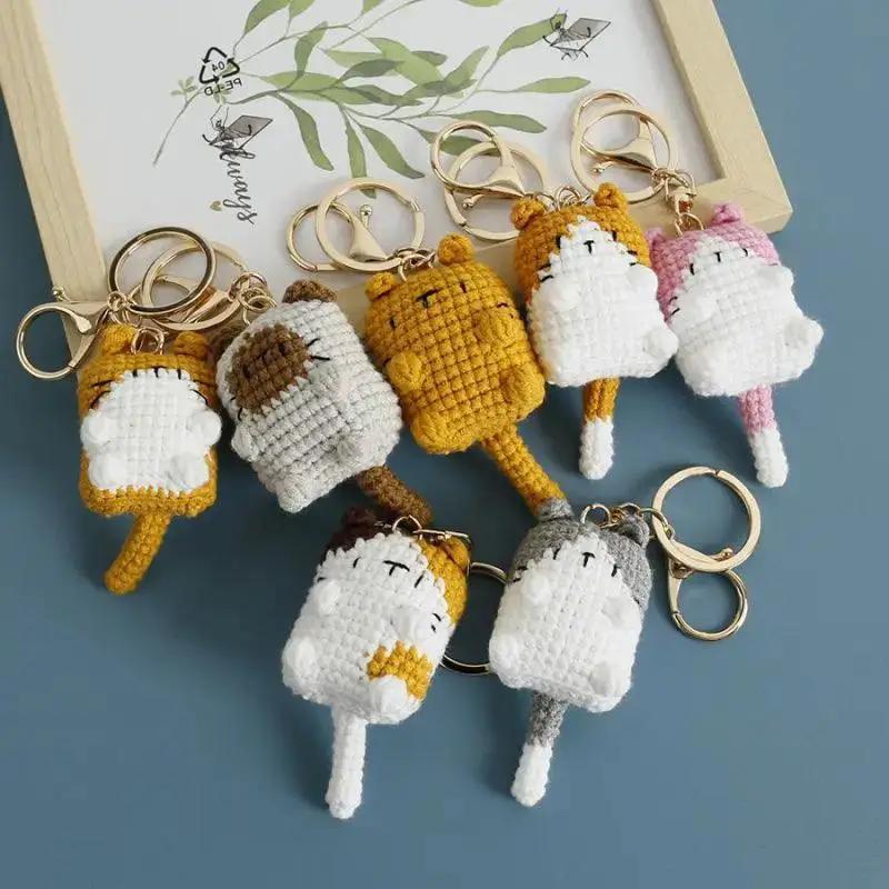Cute Cat Crochet Keychains Keyring Pendant Charm Gift