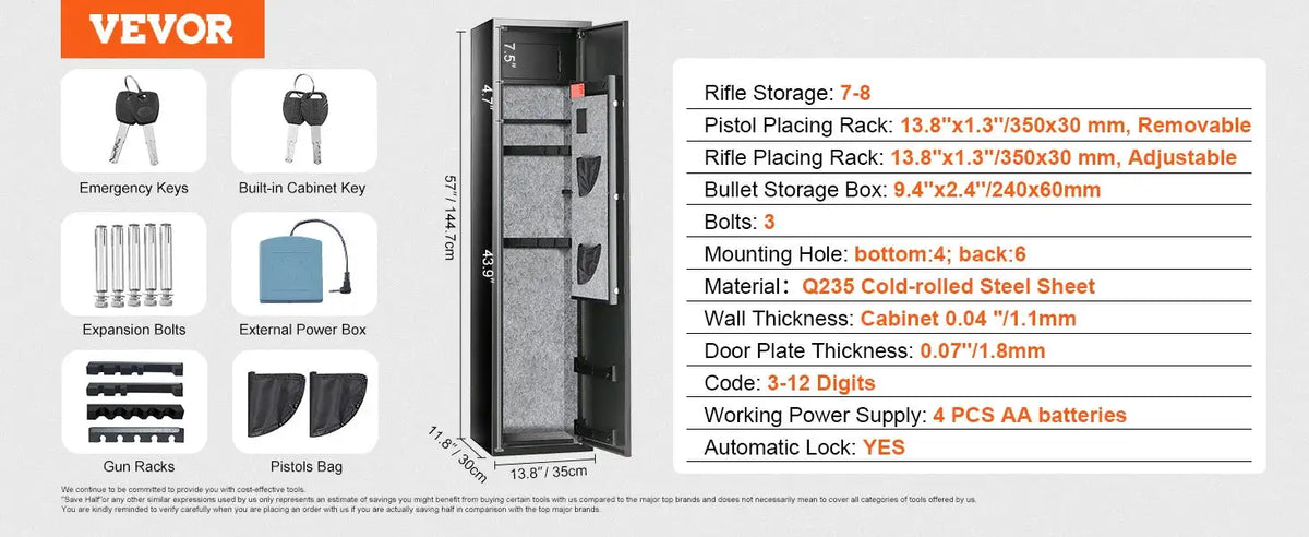 SucceBuy Rifle Gun Safe with Keypad — product image 8