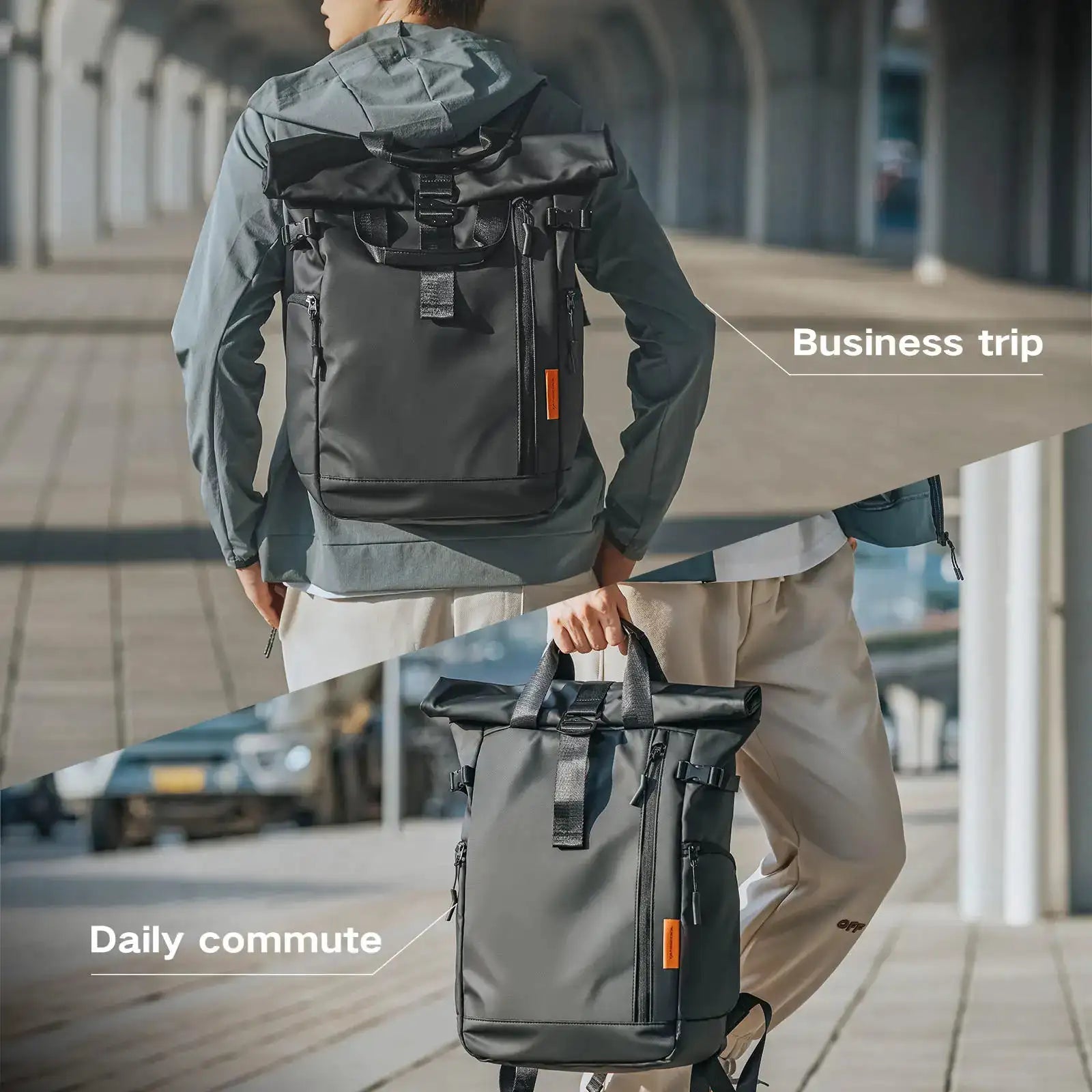 TANGCOOL Waterproof Roll-Top Backpack Large Capacity Expandable 15.6 inch Laptop Bag Leisure Travel Pack Hiking Camping Bags