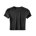 Women's Casual Short Sleeve Crop Top Slim Fit Tee Workout