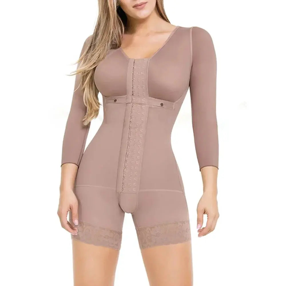 Womens High Compression Shapewear Bodysuit With Long Sleeves
