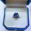 Gold Plated Blue Moissanite Ring