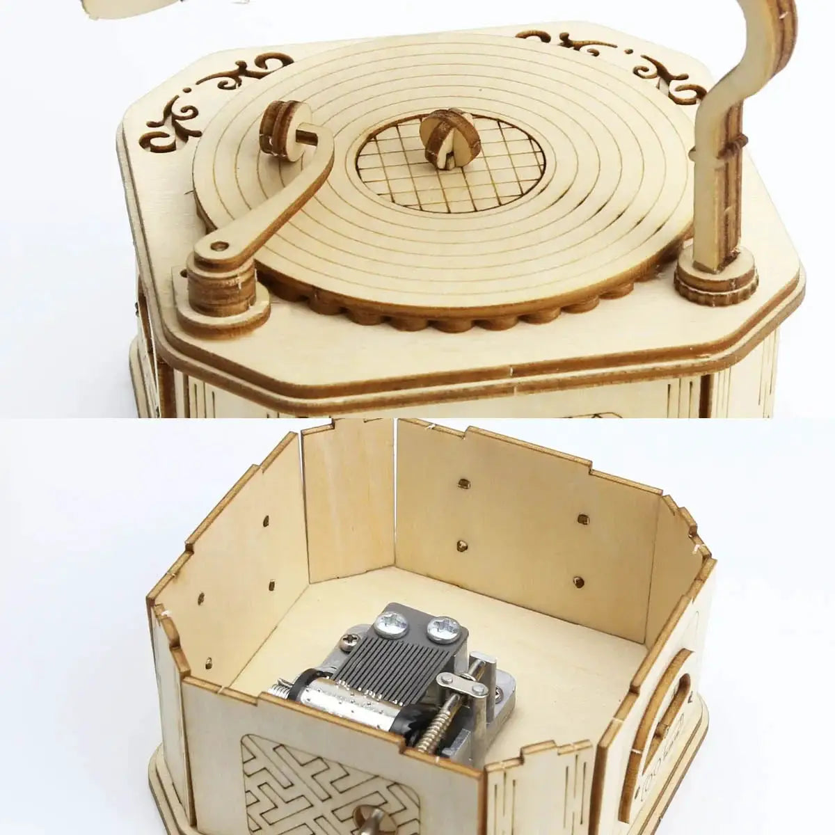 3D Wooden Gramophone Music Box Puzzle Kit Diy Gift Set