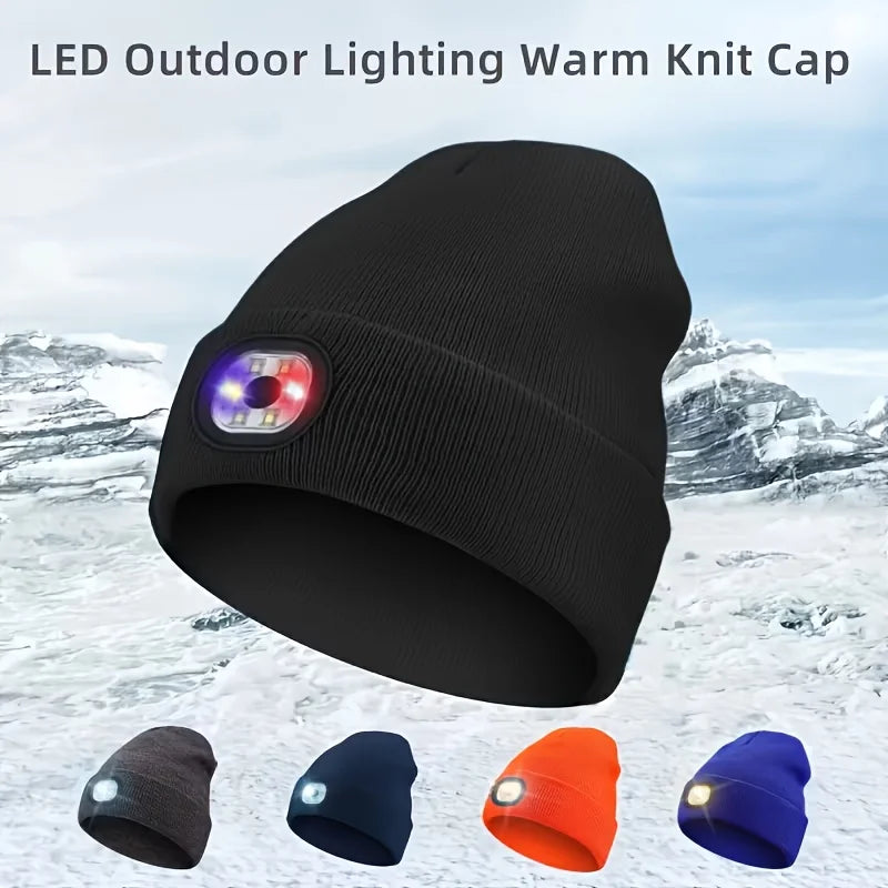 LED-Lit Knit Beanie USB-Rechargeable 4-Light