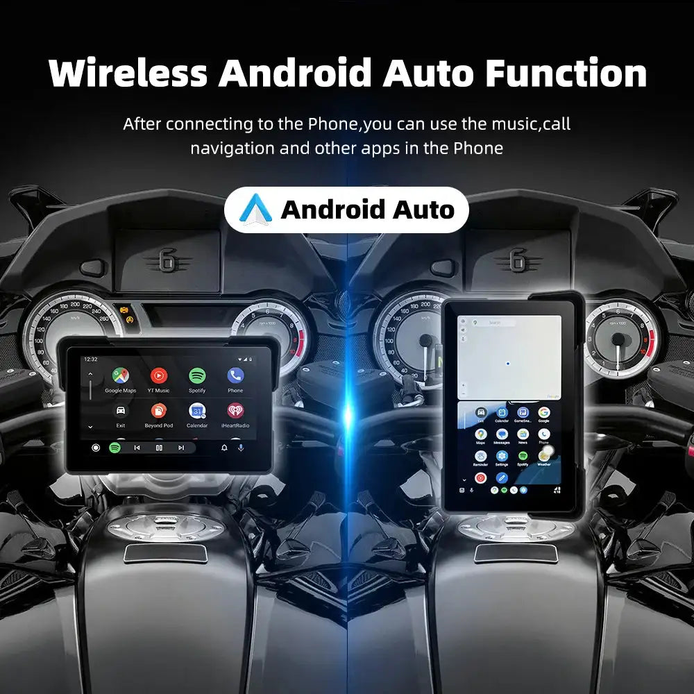 EKIY 7.0" Wireless CarPlay Moto Android Auto Portable Digital Motorcycle Dashboard GPS Navigation Removable Display Screen TPMS