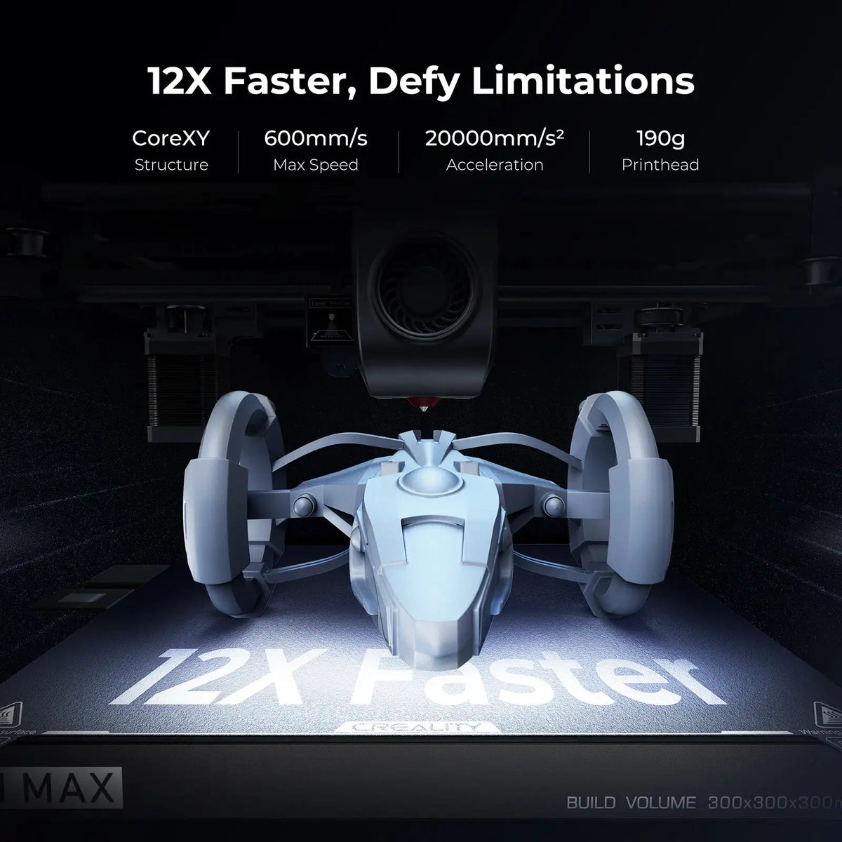 Creality Official 2025 K1 Max 3D Printer with 2.2LB Hyper PLA Filament - 600mm/S High-Speed with Auto Leveling, Dual Cooling & AI - Large 11.8X11.8X11.8in Print Size - Ideal for School Supplies And More