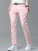 Four Season New Men's Yellow Jeans Fashion Business Casual