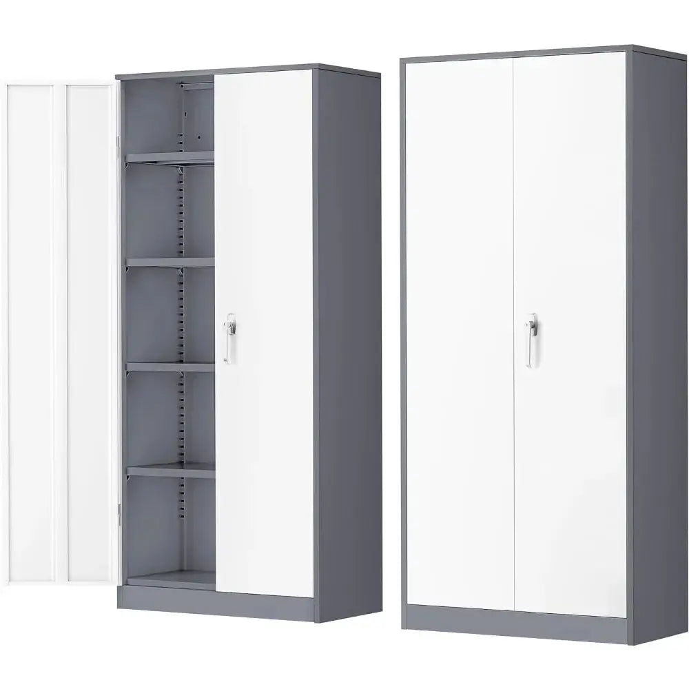 72 Inch Black Metal Storage Cabinet With Locking Doors