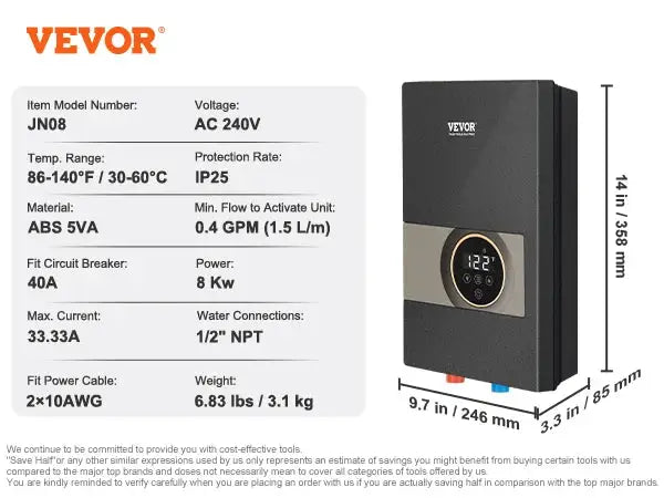 SucceBuy Instant Water Heater On Demand Electric Water Boiler — product view 7