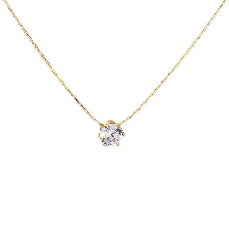 Anenjery 316L Stainless Steel Zircon Thin Clavicle Necklace