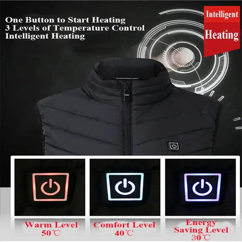 9 13 Heated Vest For Men Women USB Heating Jacket Winter