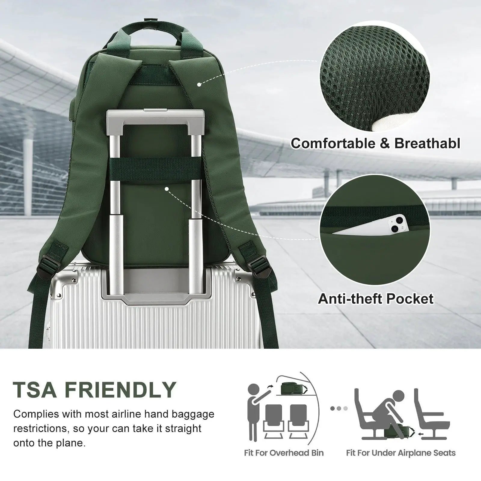 Lightweight Waterproof Travel Backpack USB Charging Port