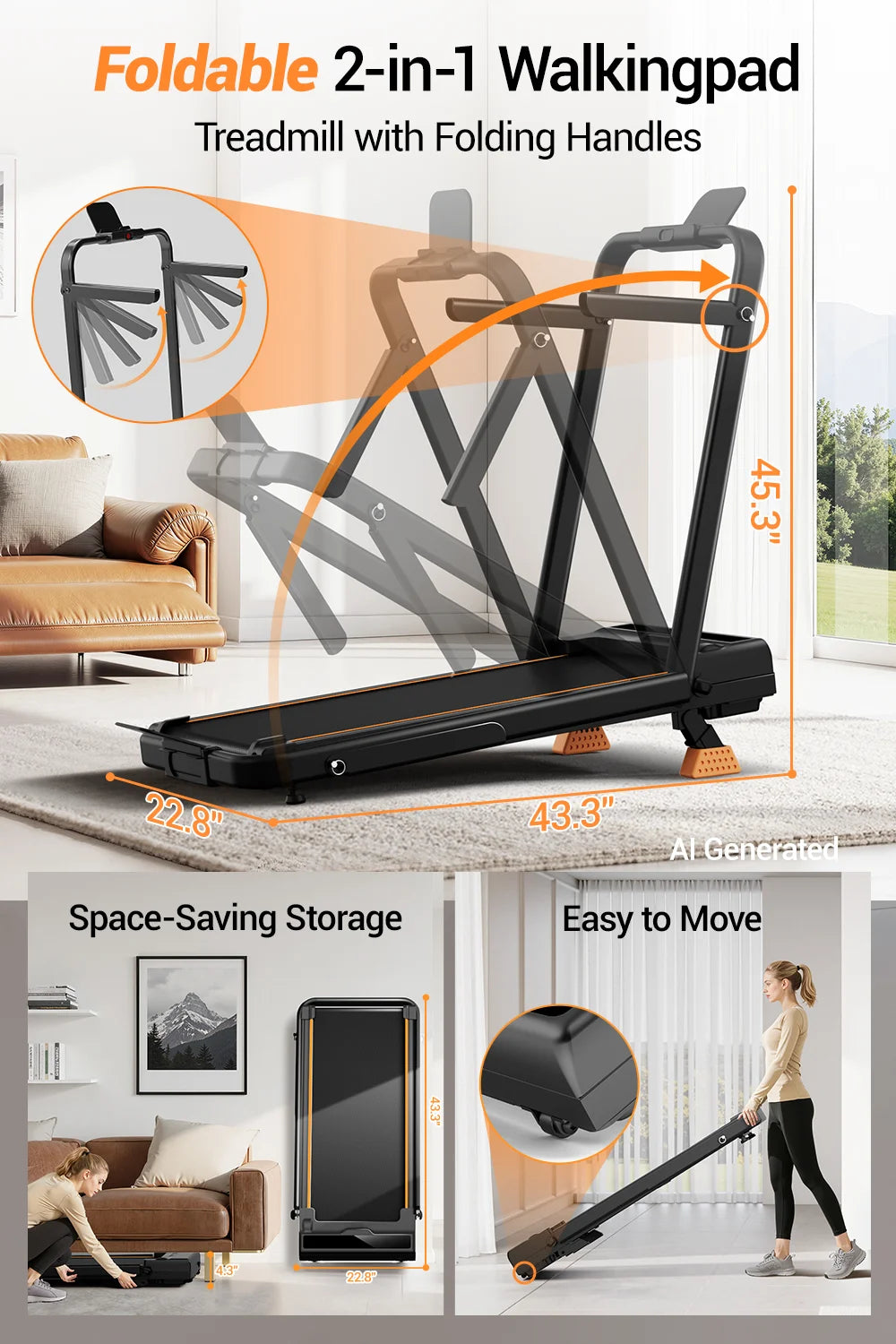 ROBORE X5F Foldable Incline Treadmill