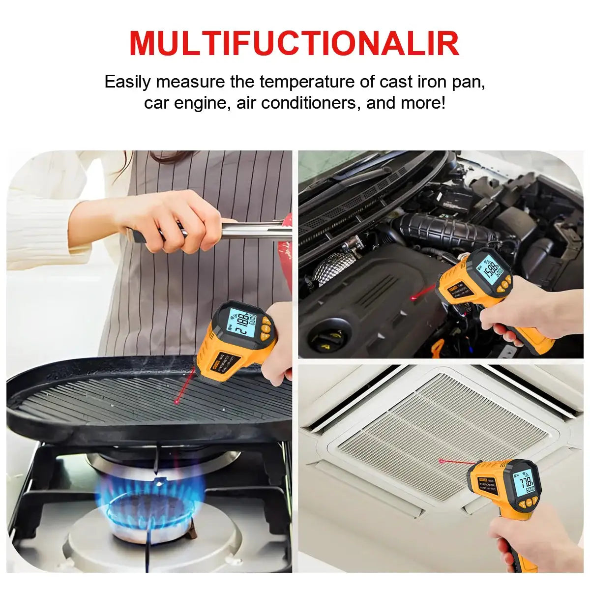 HYTAIS TS600 Digital Infrared Thermometer Sensor Industrial Non Contact IR Gun 0.1-1 Emissivity -50~600°C Handheld Temp Measure