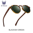 Walnut Wood Round Sunglasses for Men and Women Red Lenses