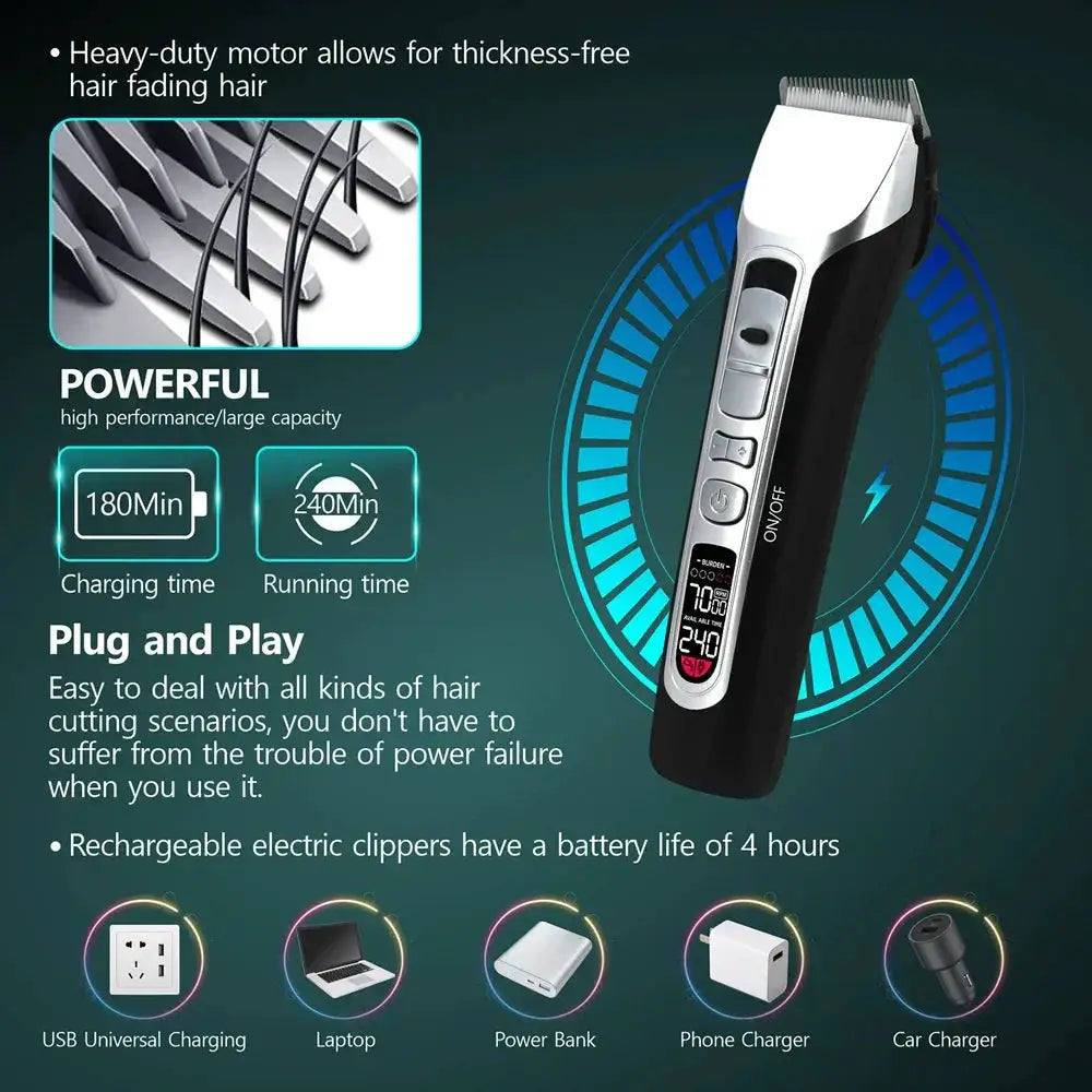 Professional Hair Clipper Titanium Ceramic Blade Trimmer
