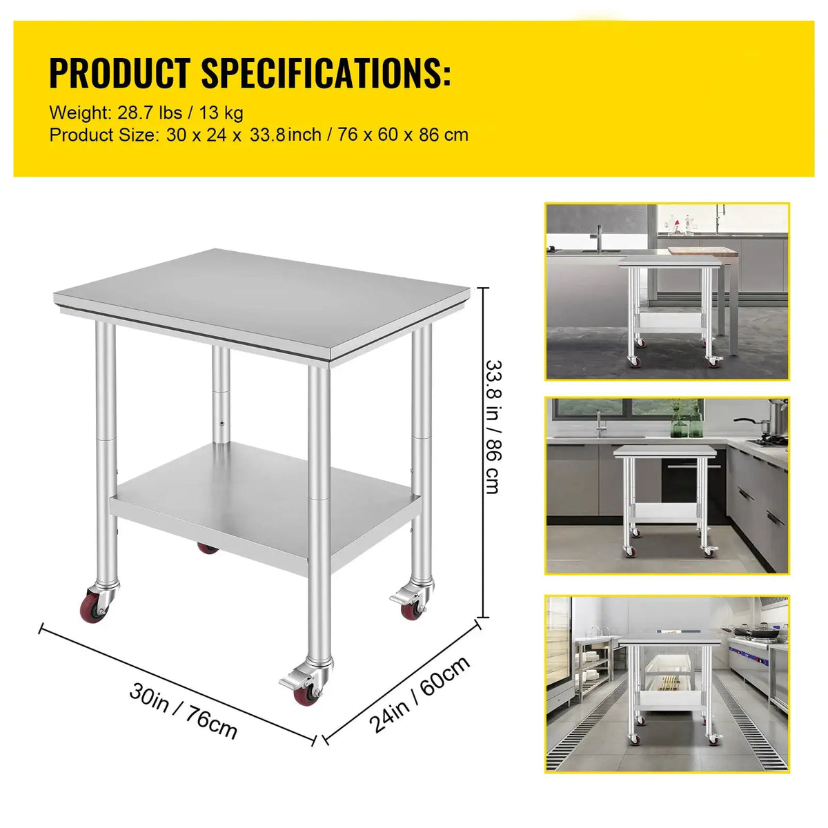 SucceBuy Stainless Steel Kitchen Worktable Shelves Commercial — product view 9