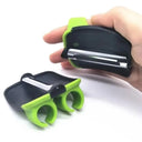 Stainless Steel Dual-Finger Grip Vegetable Peeler Green Ergonomic