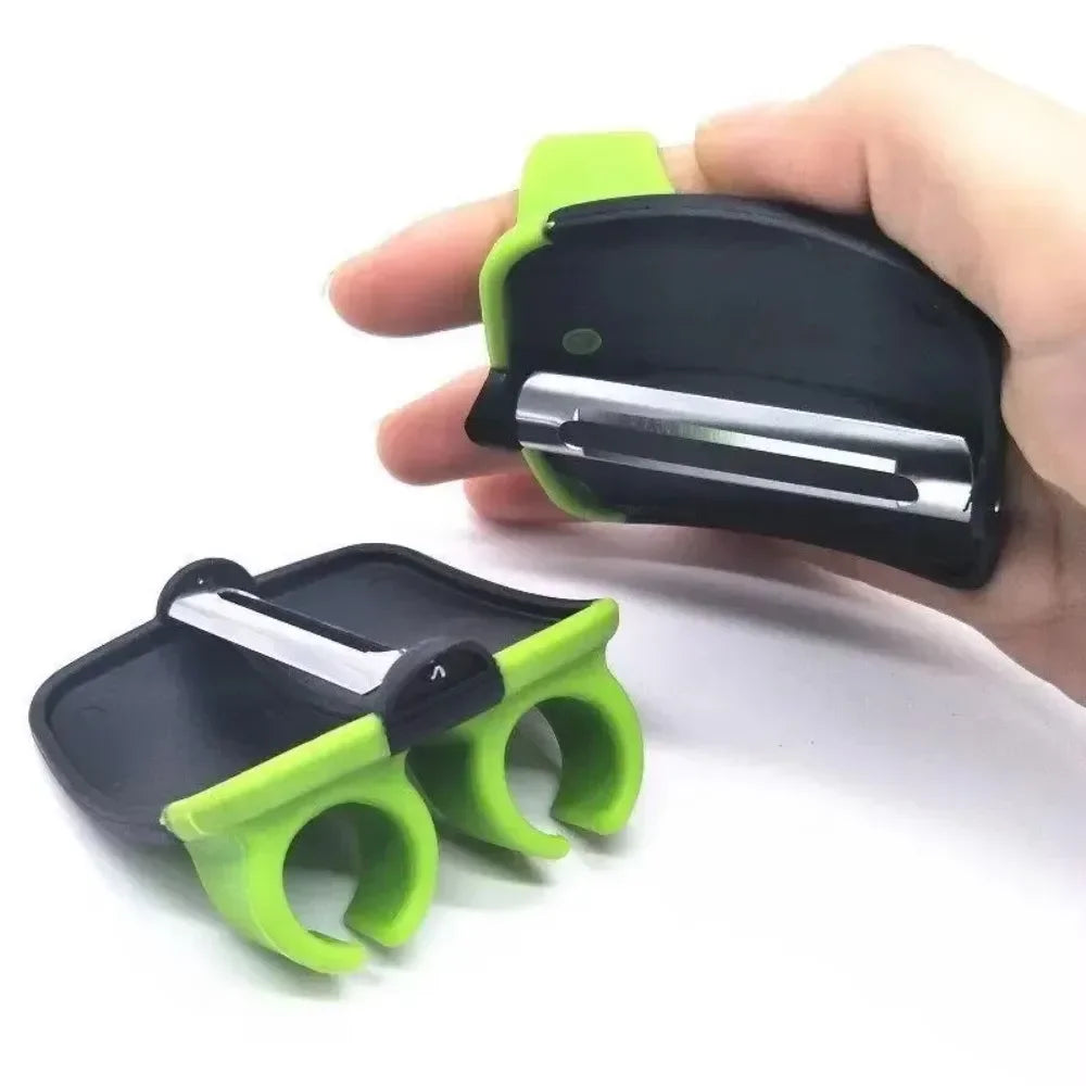 Stainless Steel Dual-Finger Grip Vegetable Peeler Green Ergonomic — product view 2