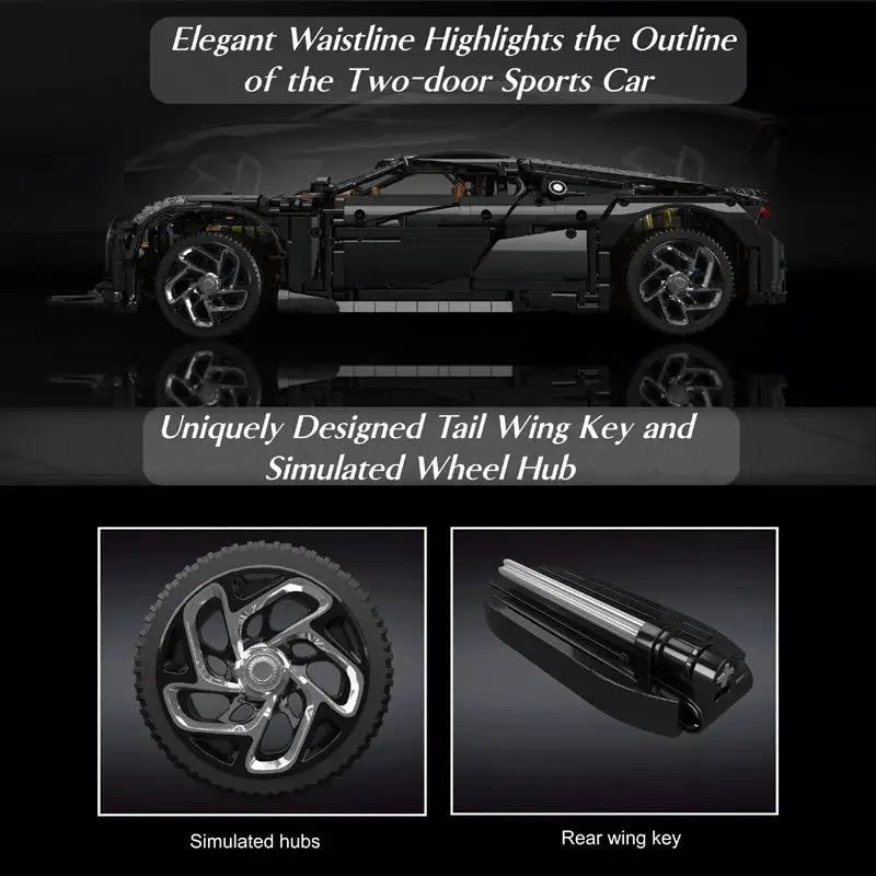 Mould King 13163 Technical Car Toys The MOC Black La Voiture Noire Building Block Assembly Sport Car Brick Kids Christmas Gift