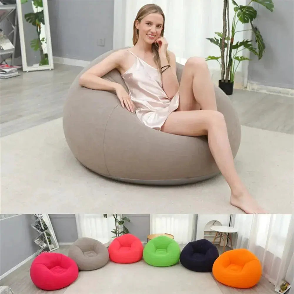 Inflatable Flocking Sofa Single Lazy Chair for Outdoors
