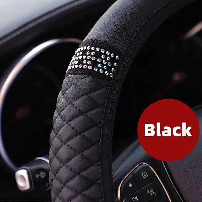 Diamond Encrusted Leather Steering Wheel Cover For Cars