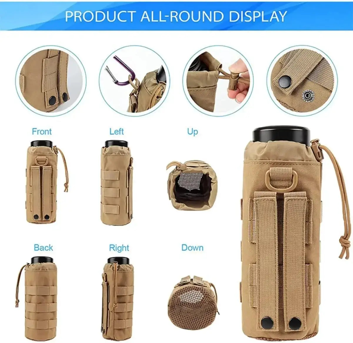 Durable Outdoor Water Bottle Holder Pouch Drawstring Closure