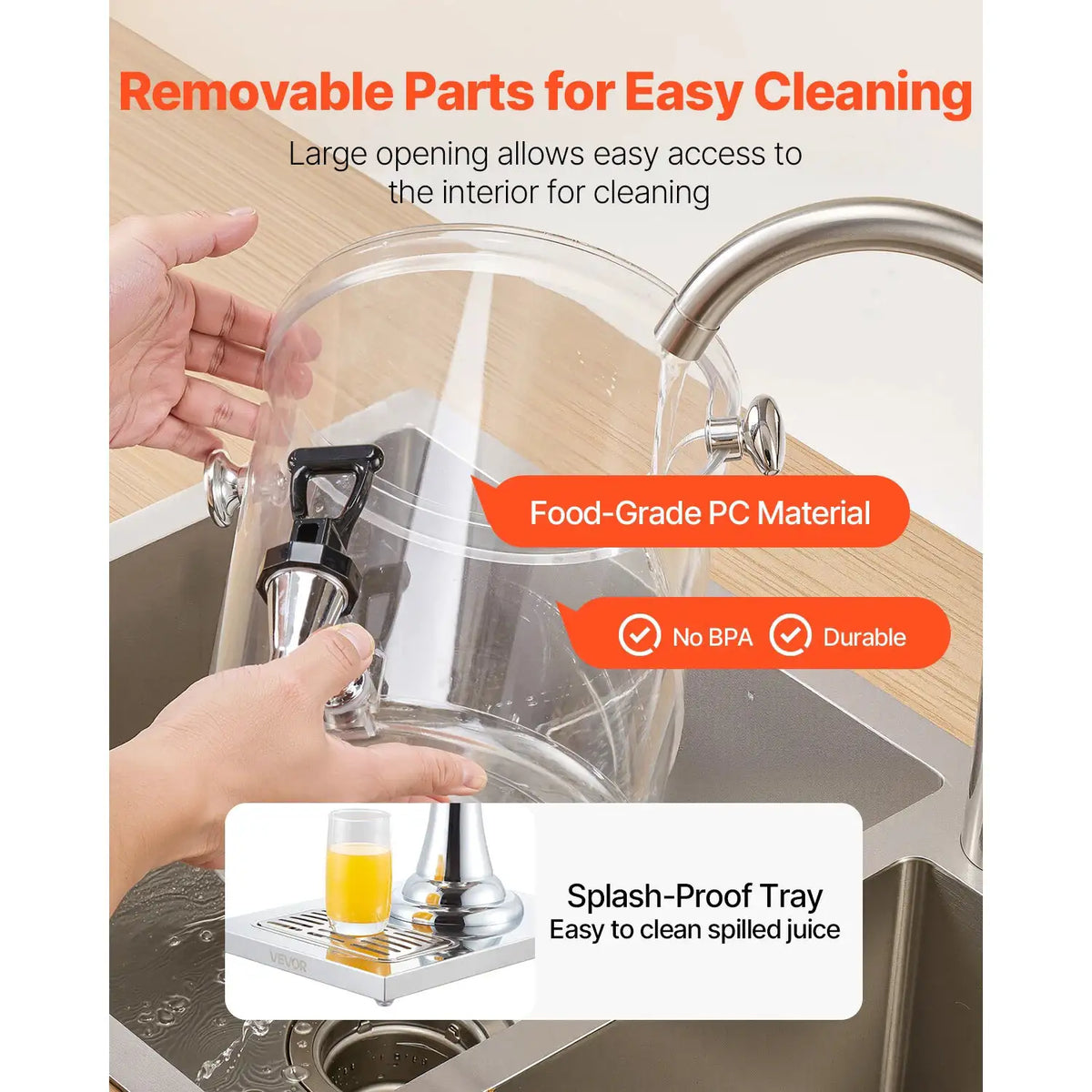 SucceBuy Beverage Dispenser Stainless Steel Plastic Juice — product view 6