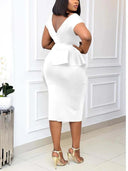 African-Inspired Backless Peplum Bodycon Dress Stylish Party Outfit