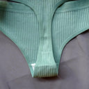 3 Pcs Seamless Ladies Ribbed Cotton Thong Set for Comfort