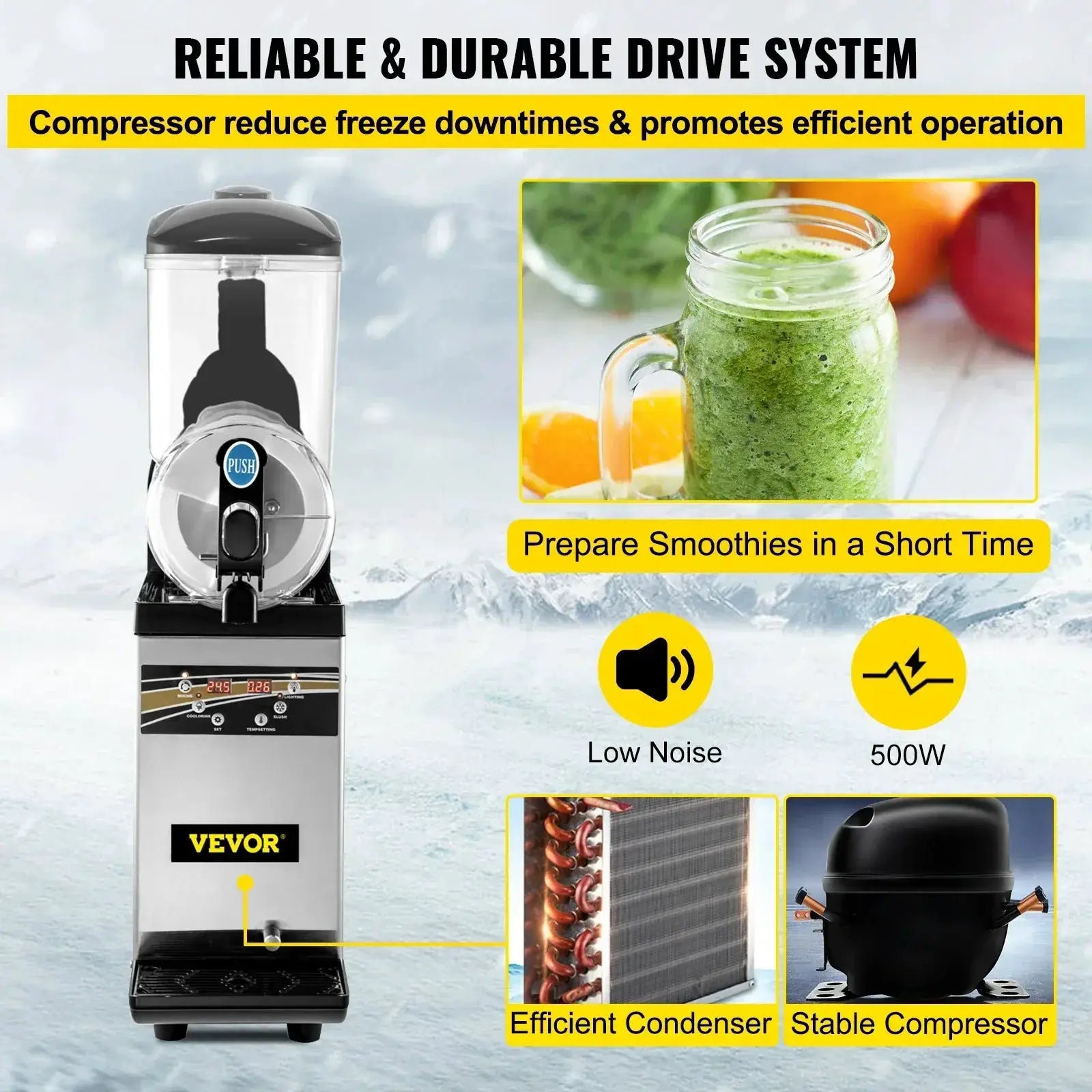 VEVOR 15L Single Tank Slush Ice Machine For Commercial Use