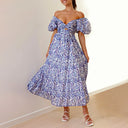 Floral Cutout Puff Sleeve Dress
