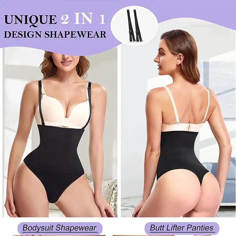 High Waist Thong Shaper With Tummy Control Removable Straps
