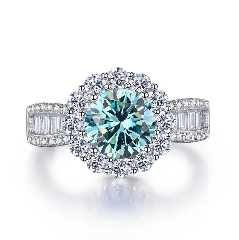 Moissanite Ring in Sterling Silver Carat Prong Setting — product view 1