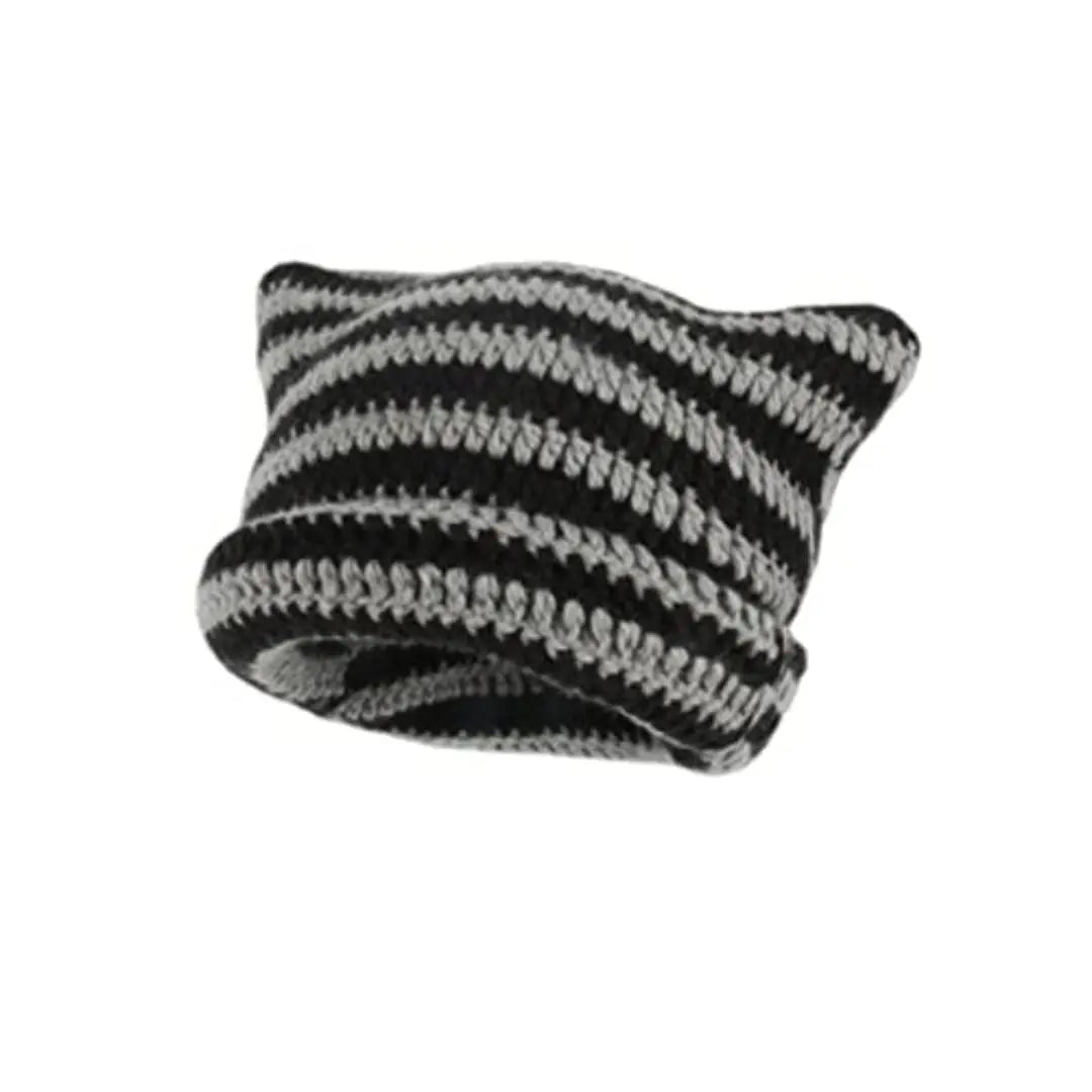 Y2K Striped Knit Winter Hat