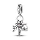 Inlaid Zircon Charm Beads Sterling