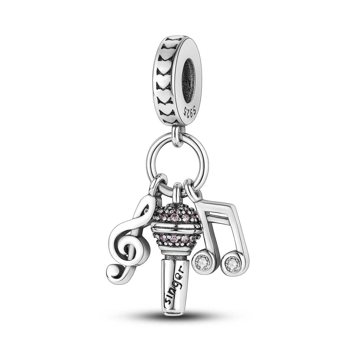 Inlaid Zircon Charm Beads Sterling